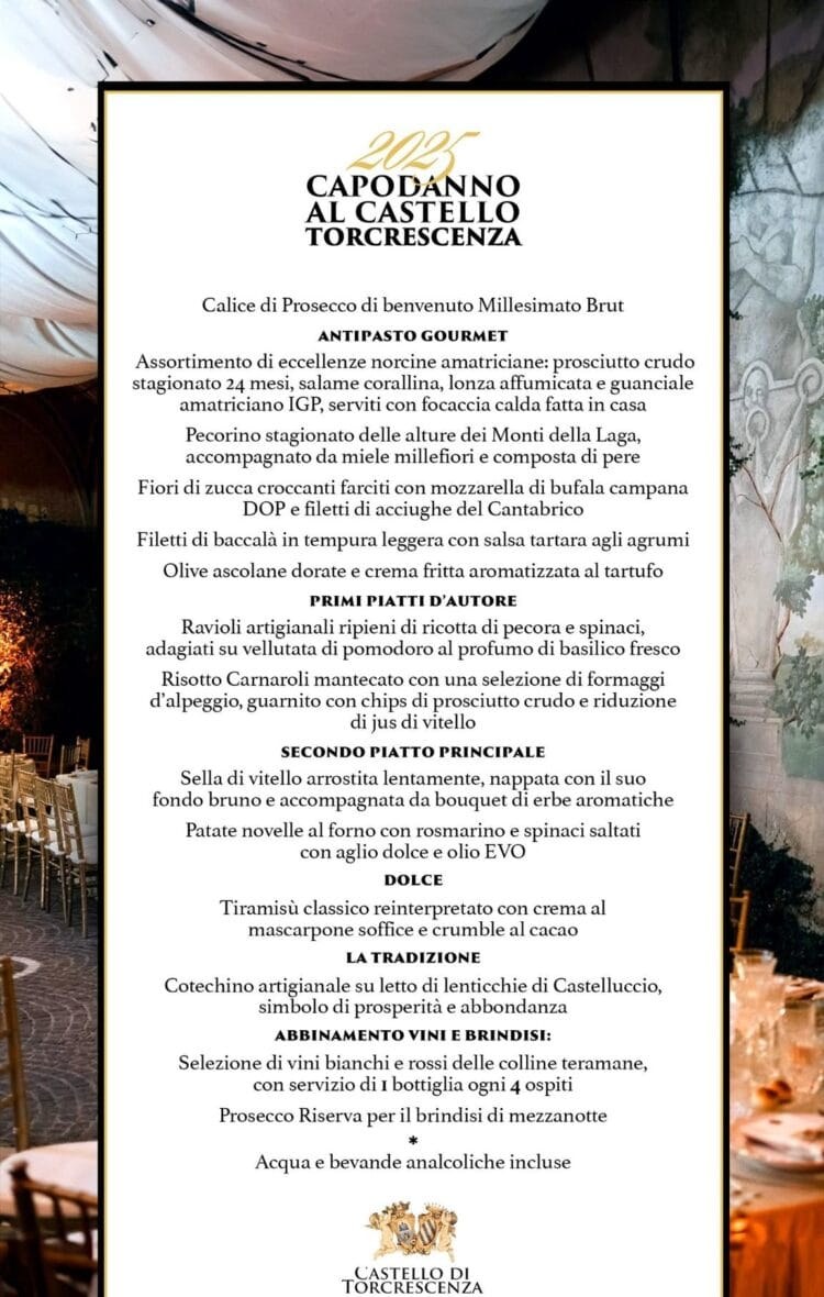 Menù del Capodanno Capodanno Castello Tor Crescenza, edizione precedente