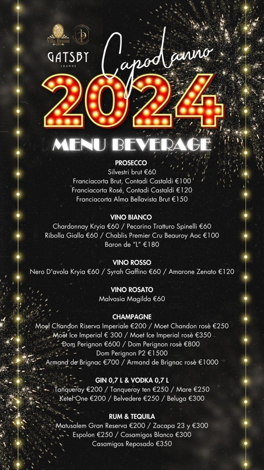 Menù del Capodanno Gatsby Ponte Milvio, Capodanno 2027, edizione precedente