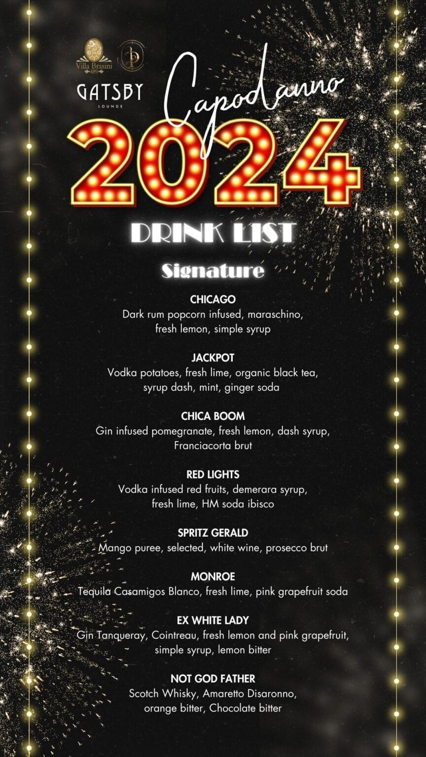Menù del Capodanno Gatsby Ponte Milvio, Capodanno 2027, edizione precedente