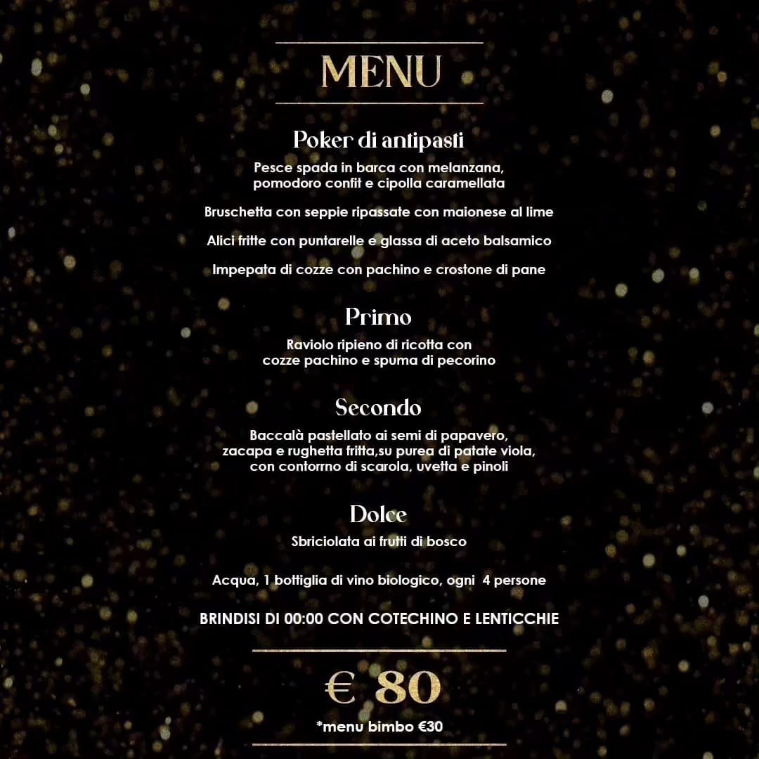 Menù del Capodanno Kursaal Village Ostia, edizione precedente