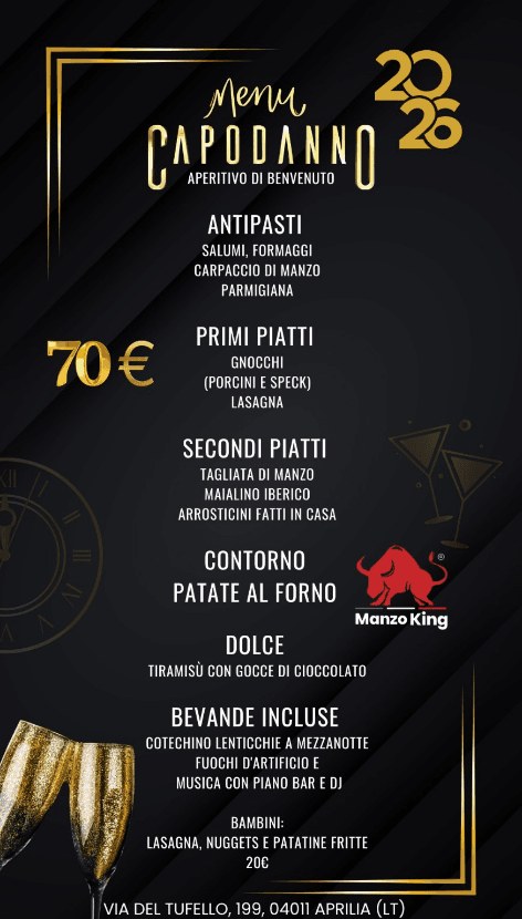 Menù del Capodanno Manzo King, edizione precedente