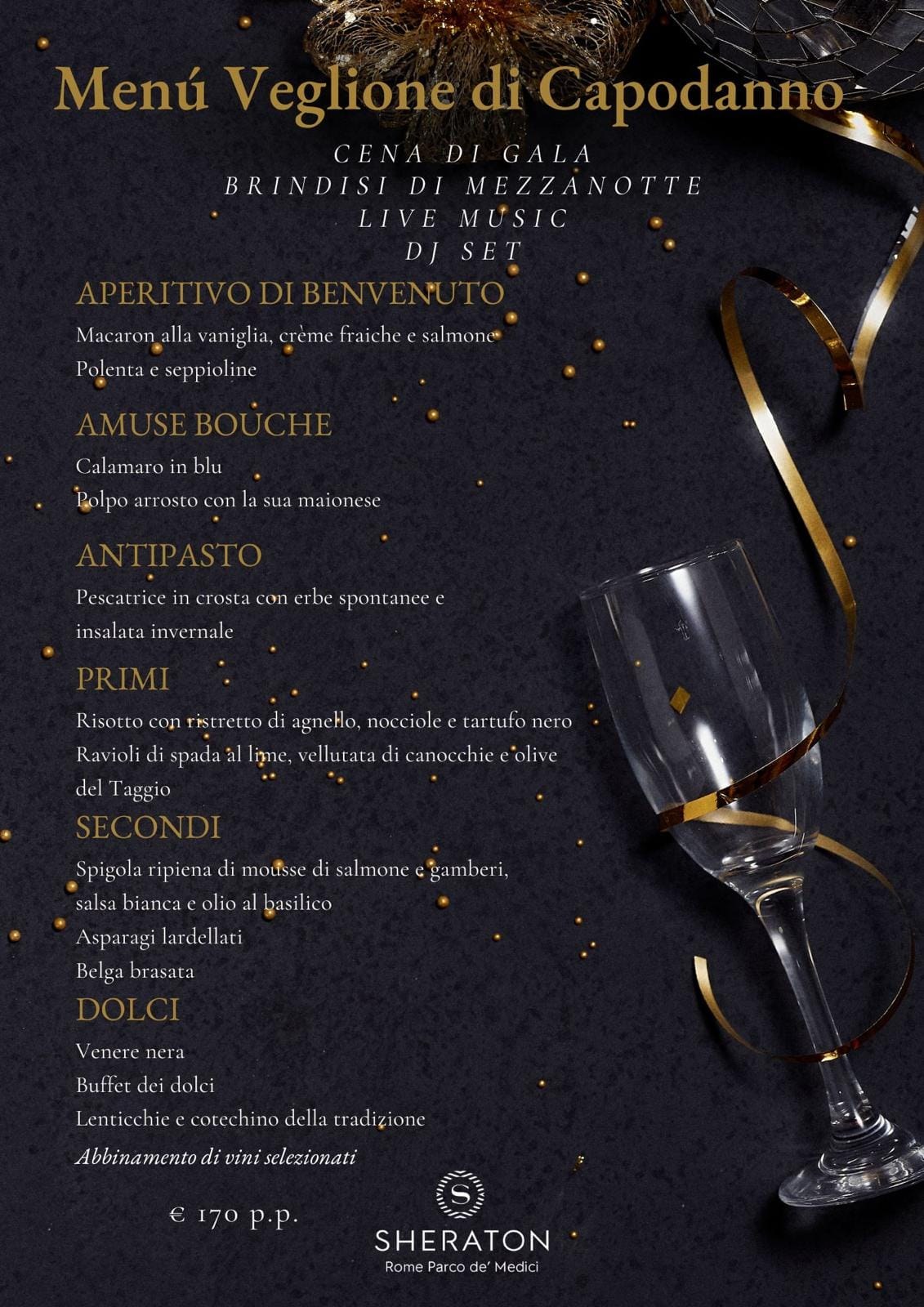 Menù del Capodanno Sheraton Parco de' Medici, edizione precedente