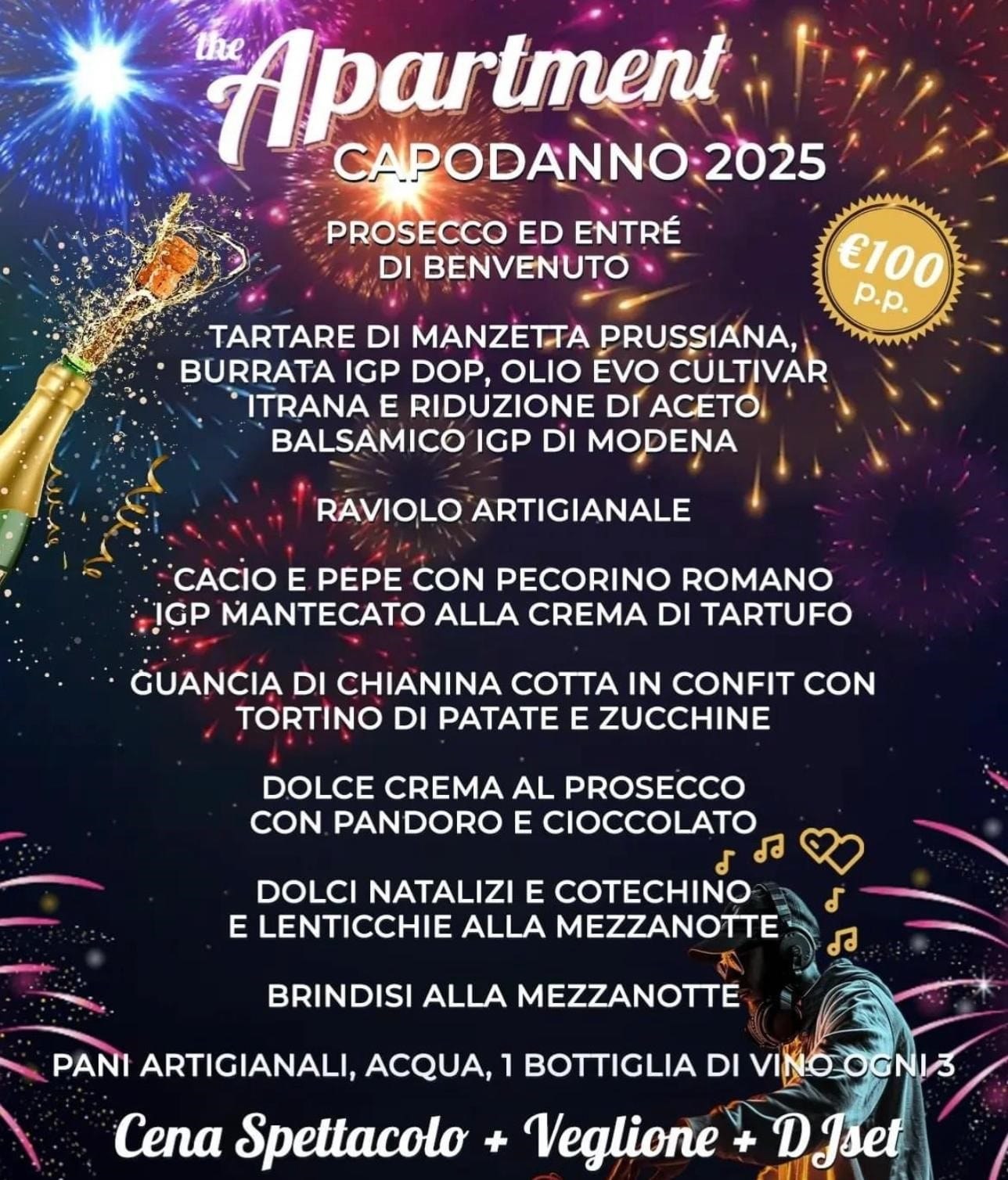 Menù del Capodanno The Apartment, edizione precedente