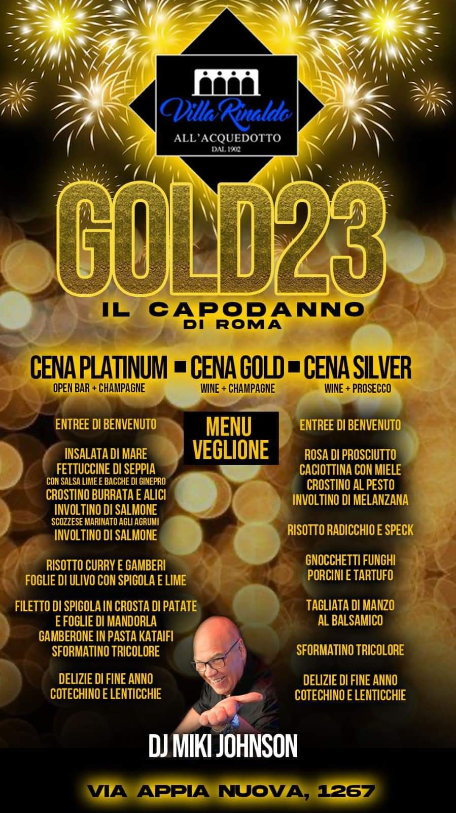 Menù del Capodanno Capodanno Villa Rinaldo all’Acquedotto, edizione precedente